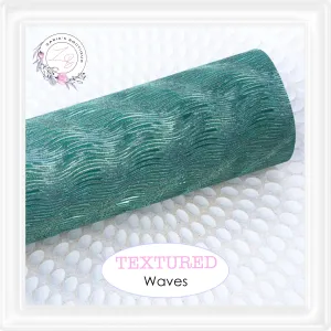 ⋅ Emerald Textured Waves ⋅ Embossed Vegan Faux Leather ⋅