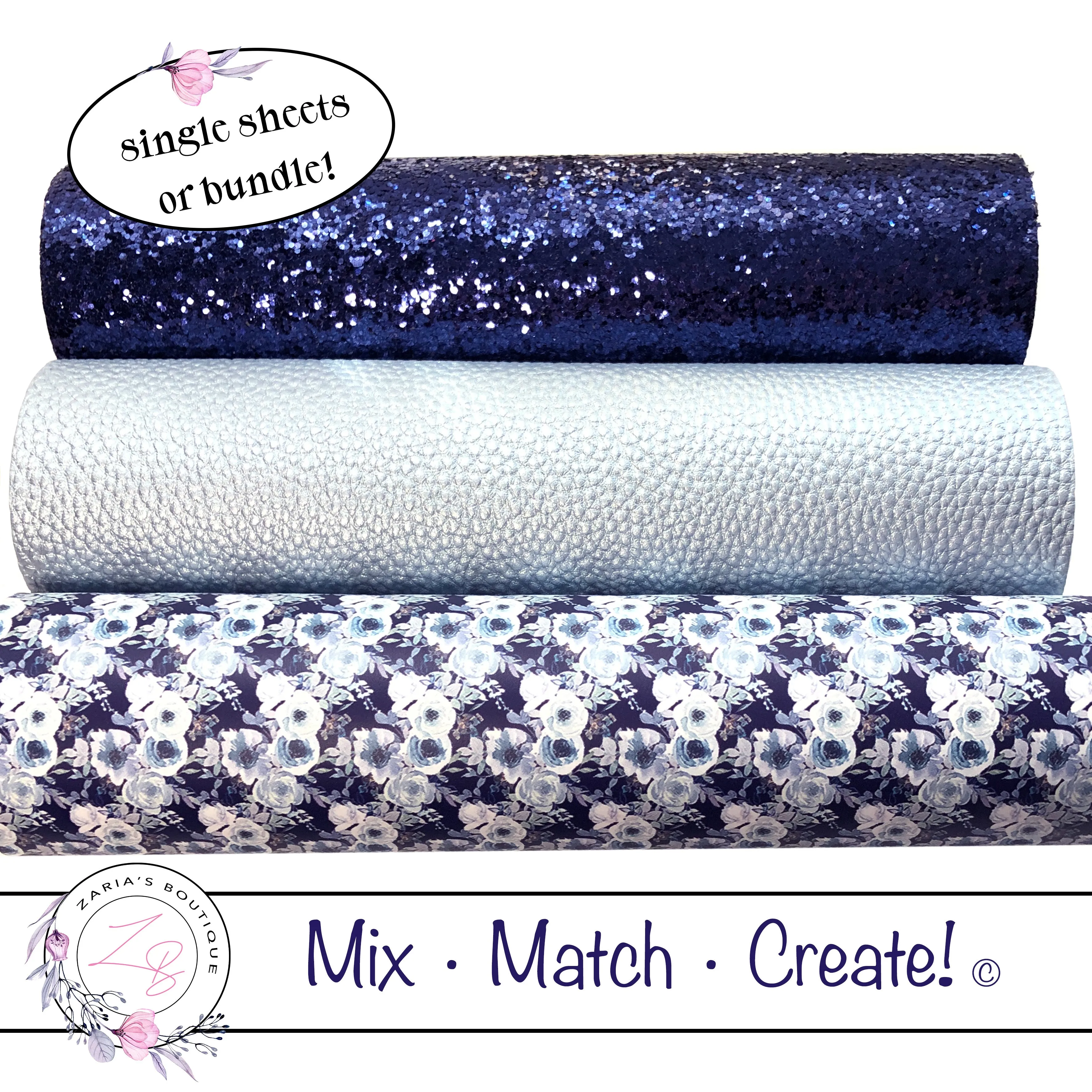 ⋅ Midnight Rose ⋅ Floral Vegan Faux Leather ⋅ Single Sheets & Multi-Packs
