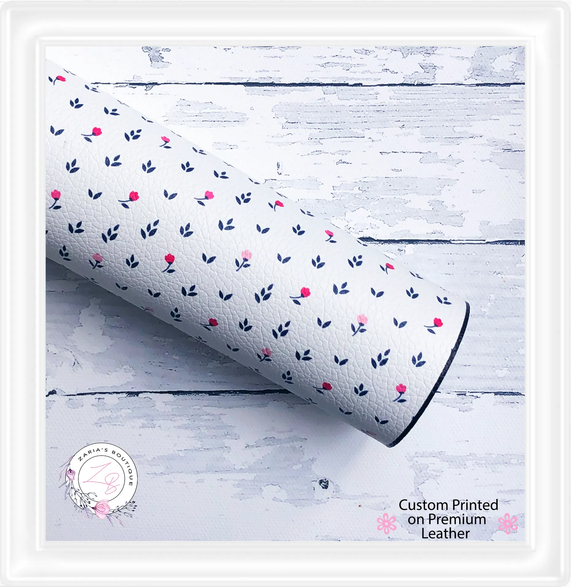 ⋅ Rose Stripe Floral  ⋅ Premium Custom Printed Vegan Faux Leather