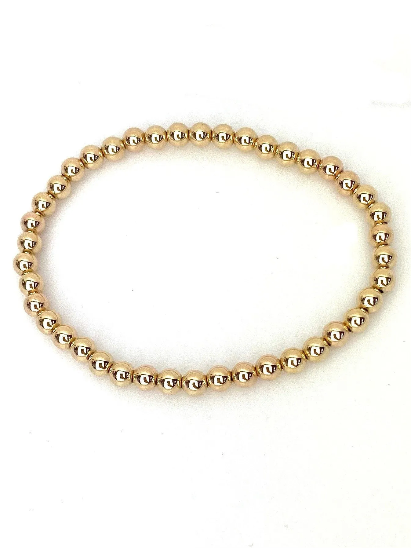 14KGF 75" 5.0mm Beaded Stretchy Bracelet, Sku#4014750E75L