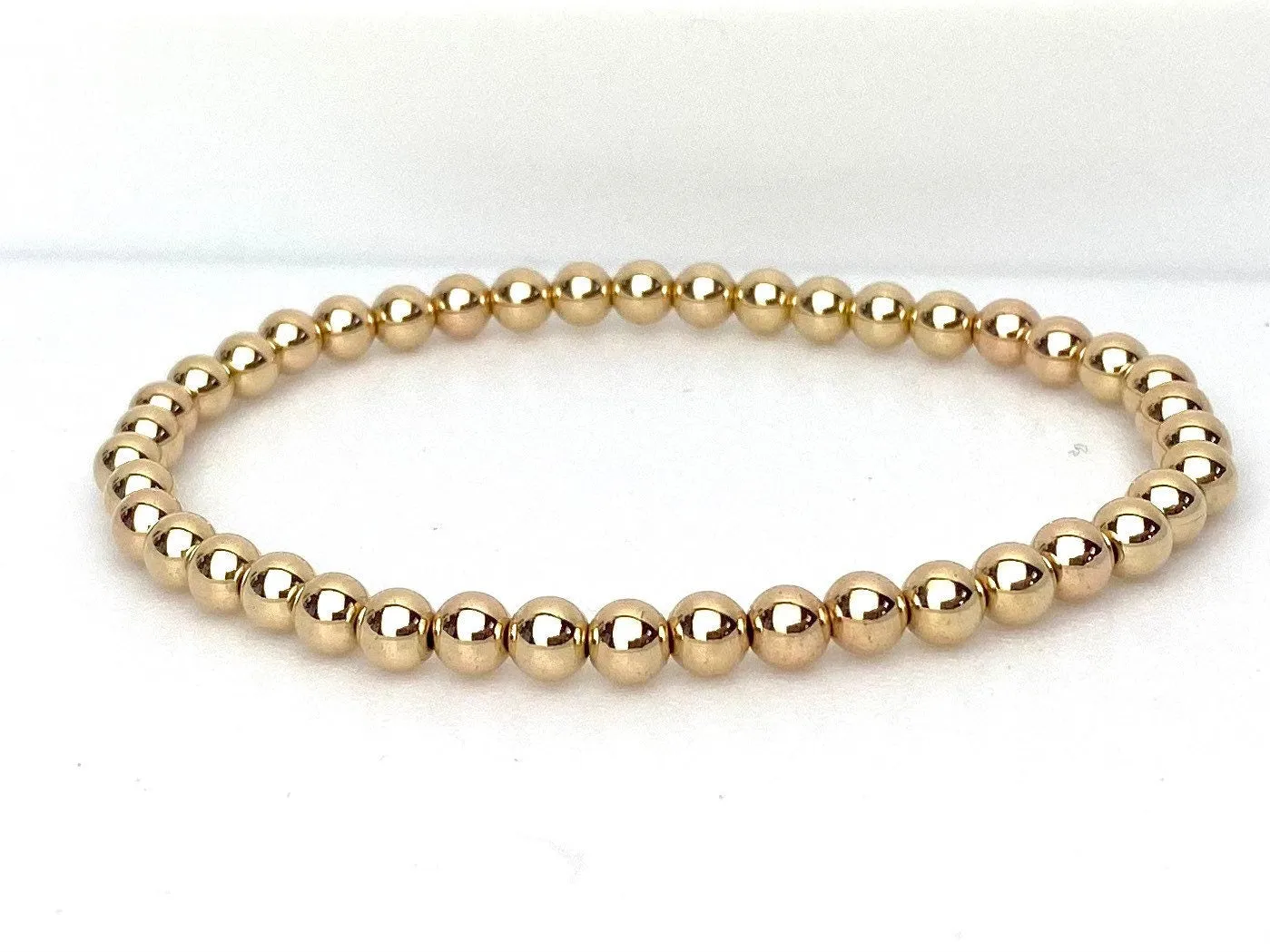 14KGF 75" 5.0mm Beaded Stretchy Bracelet, Sku#4014750E75L