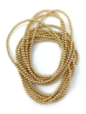 14KGF 8.0" 3 0mm Beaded Stretchy Bracelet, Sku#4014730F80L