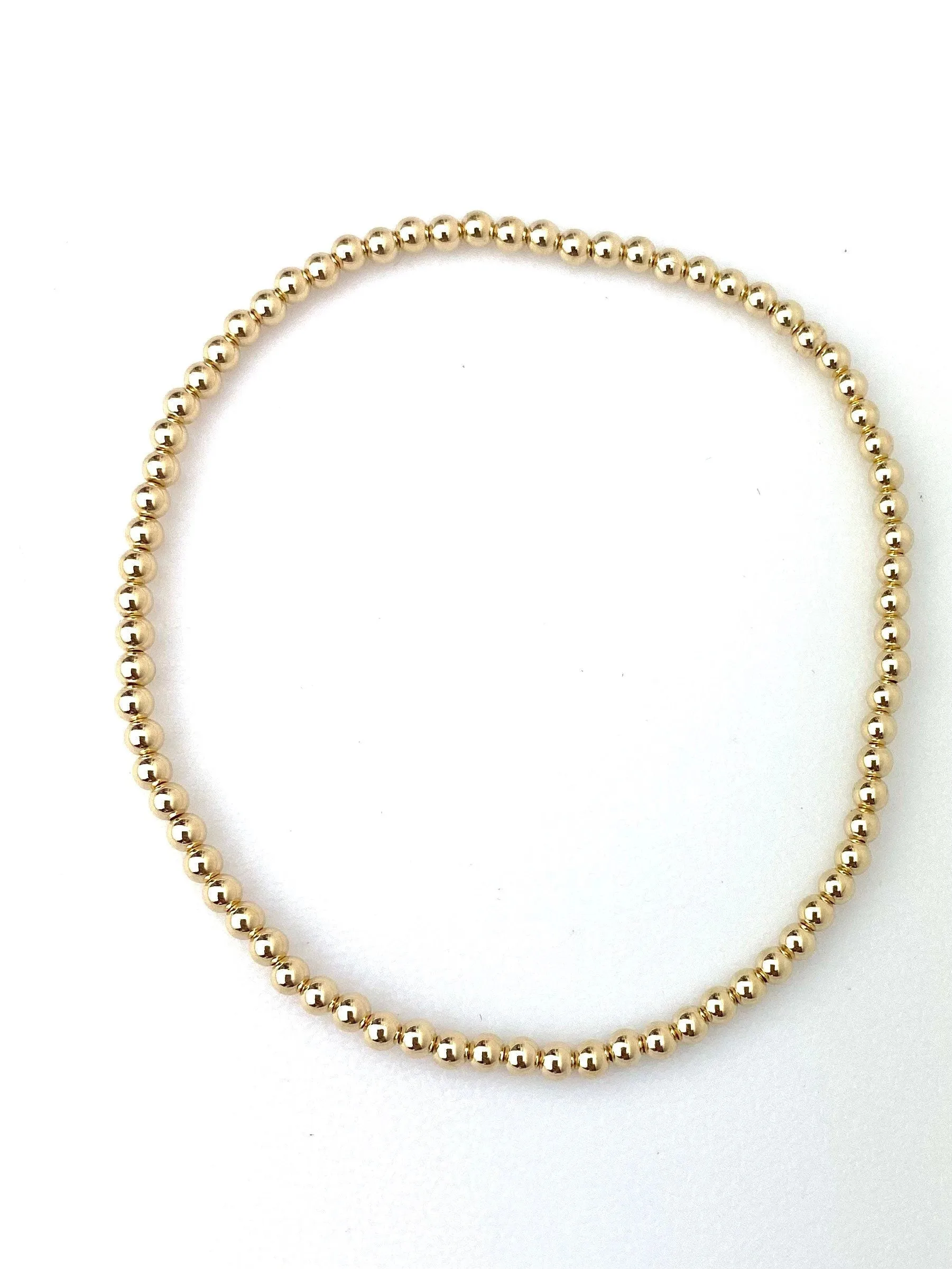 14KGF 8.0" 3 0mm Beaded Stretchy Bracelet, Sku#4014730F80L
