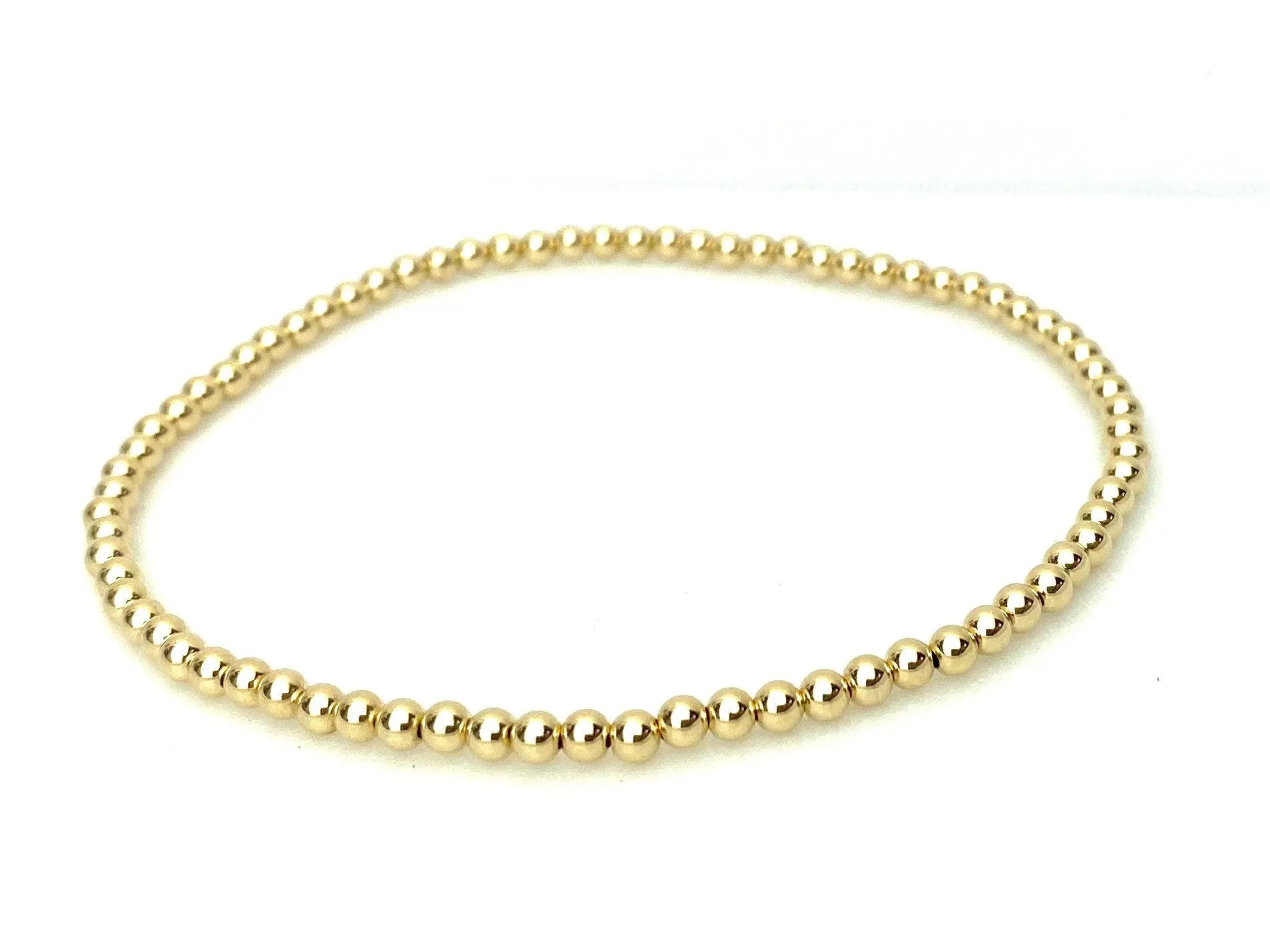 14KGF 8.0" 3 0mm Beaded Stretchy Bracelet, Sku#4014730F80L