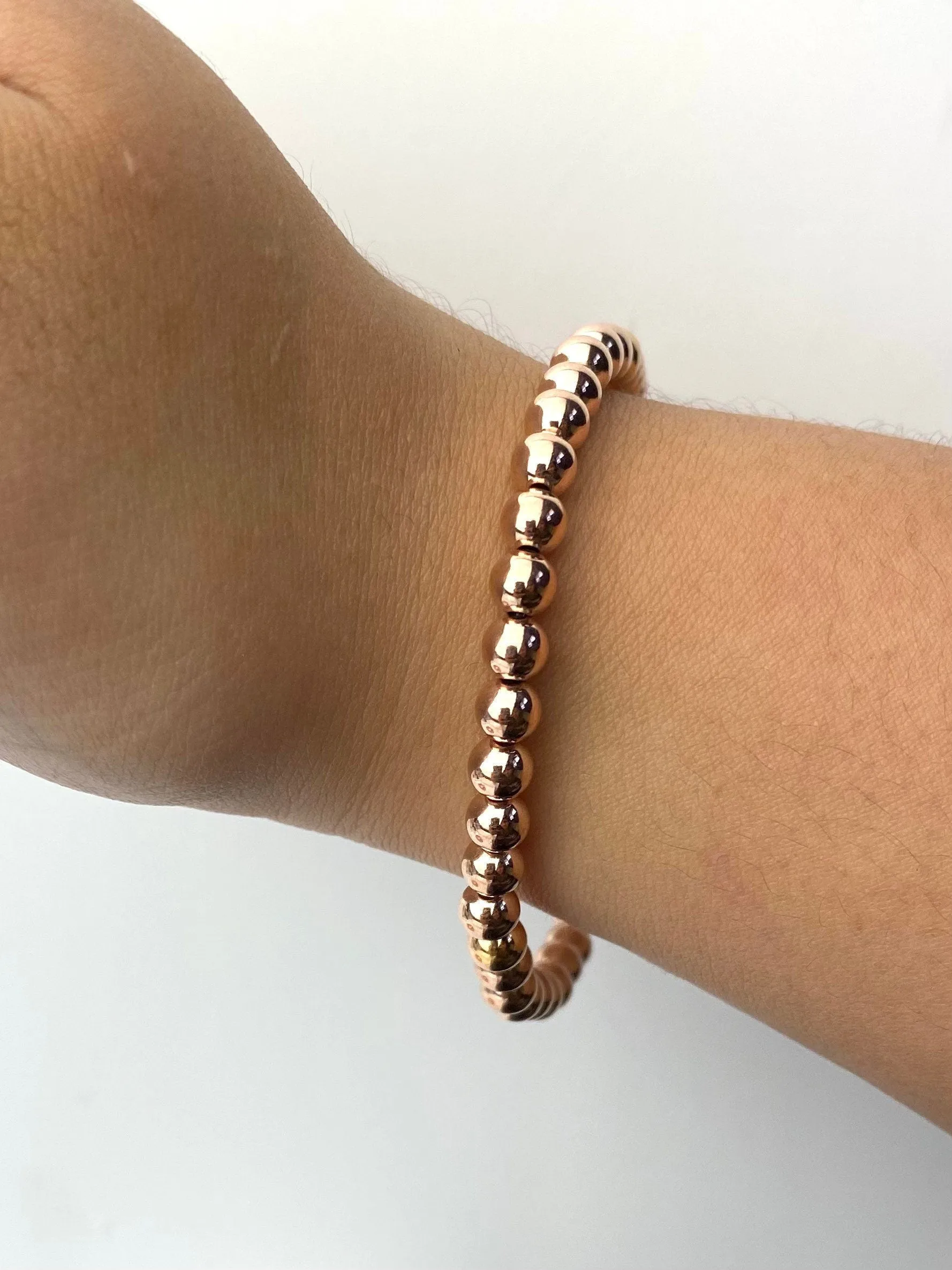 14KRGF 75" 5.0mm Beaded Stretchy Bracelet, Sku#4814750E75L