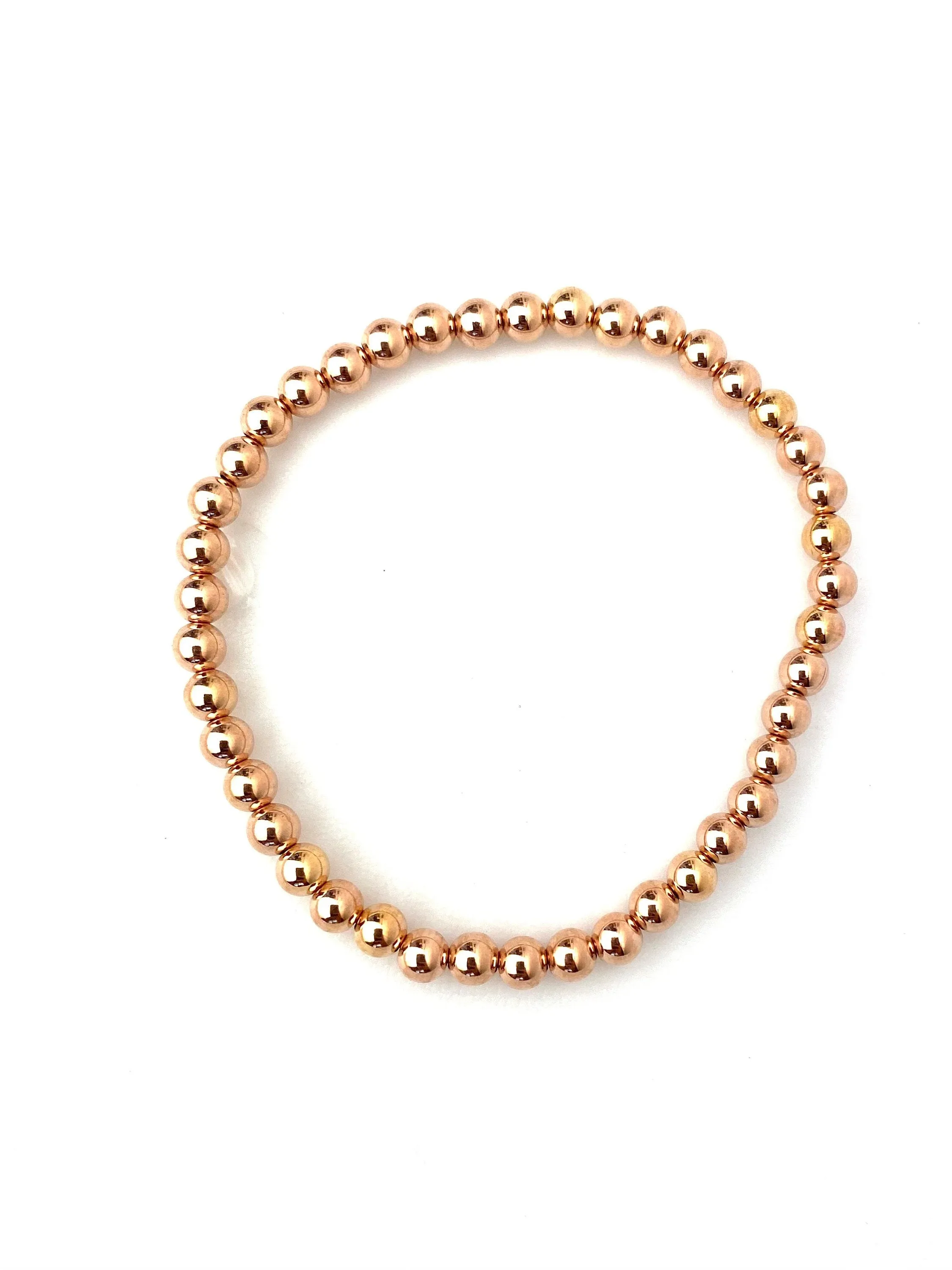 14KRGF 75" 5.0mm Beaded Stretchy Bracelet, Sku#4814750E75L