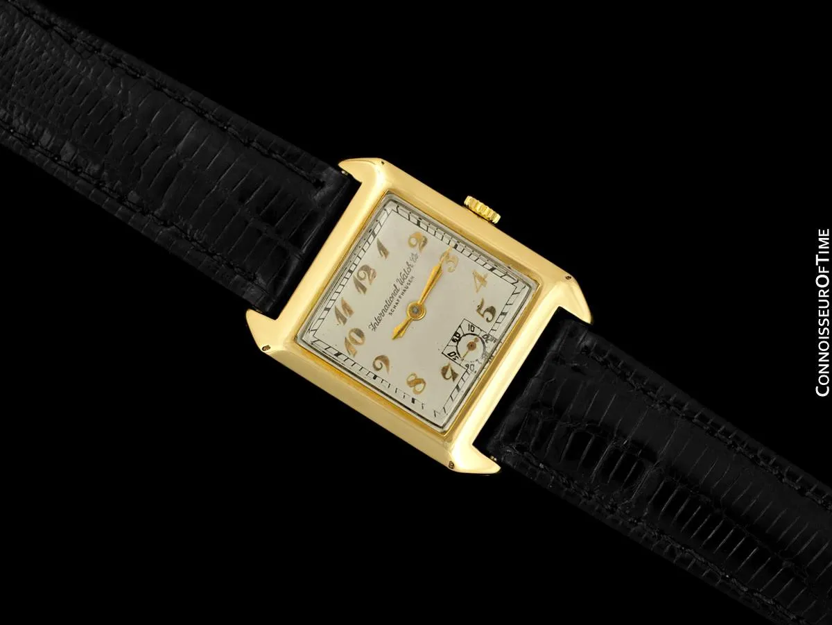 1926 IWC Vintage Mens Art Deco Breguet Numeral Watch - 14K Gold