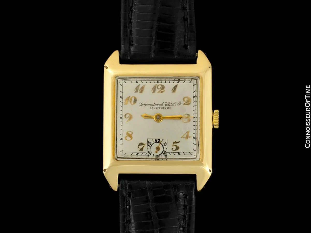 1926 IWC Vintage Mens Art Deco Breguet Numeral Watch - 14K Gold