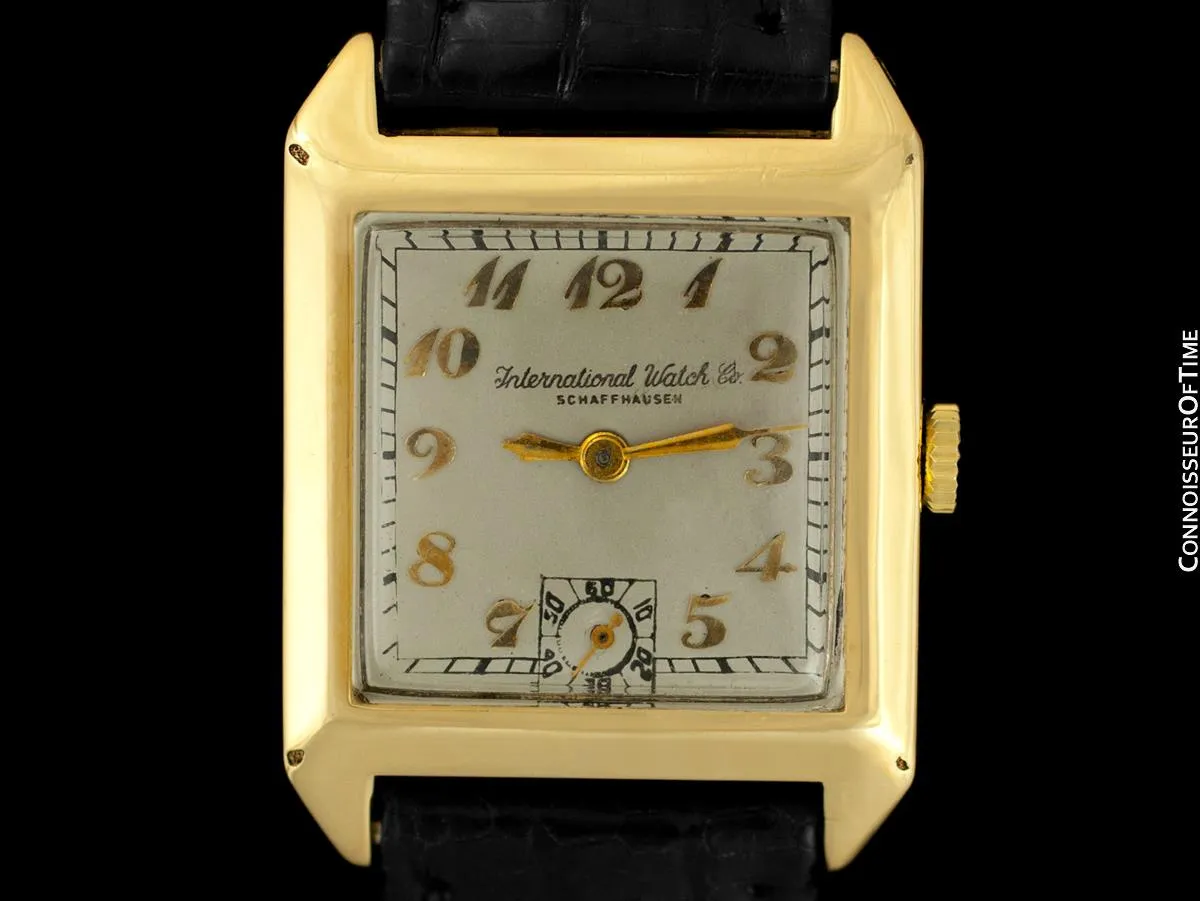 1926 IWC Vintage Mens Art Deco Breguet Numeral Watch - 14K Gold