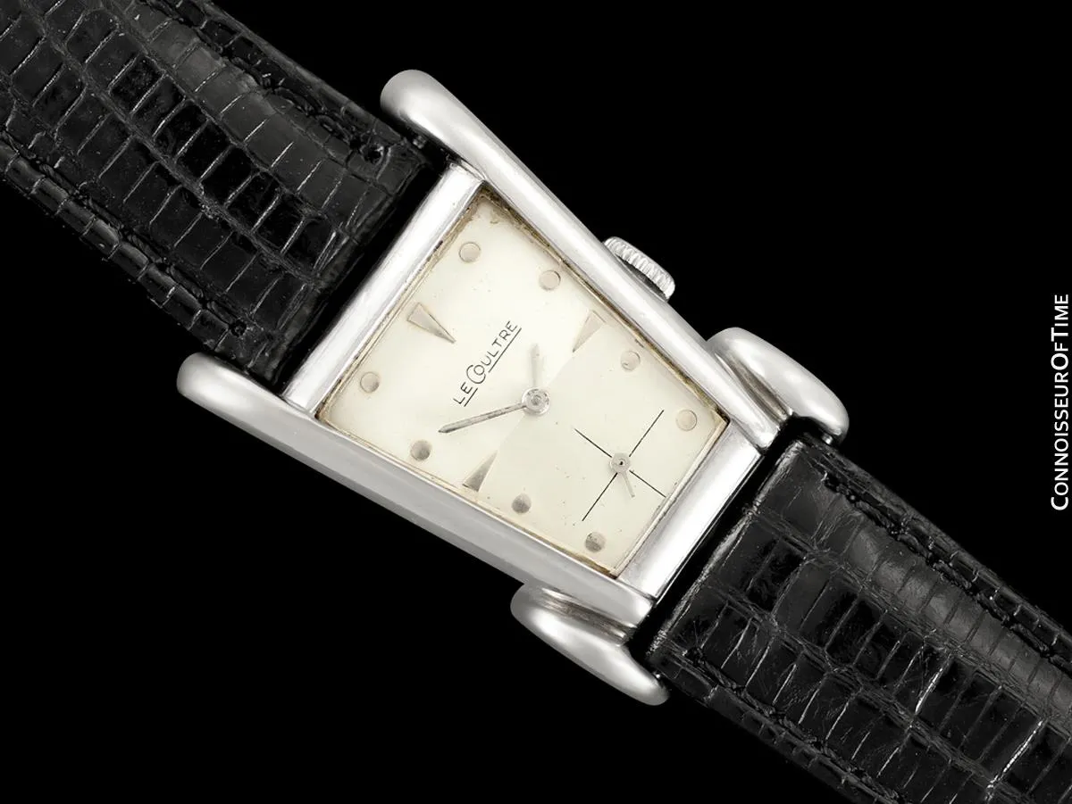 1949 LeCoultre Vintage Mens Watch, Rare White 10K Gold Filled, Grasshopper - The Aristocrat