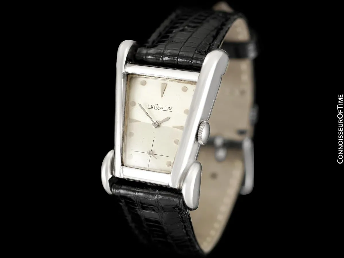 1949 LeCoultre Vintage Mens Watch, Rare White 10K Gold Filled, Grasshopper - The Aristocrat