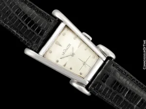 1949 LeCoultre Vintage Mens Watch, Rare White 10K Gold Filled, Grasshopper - The Aristocrat