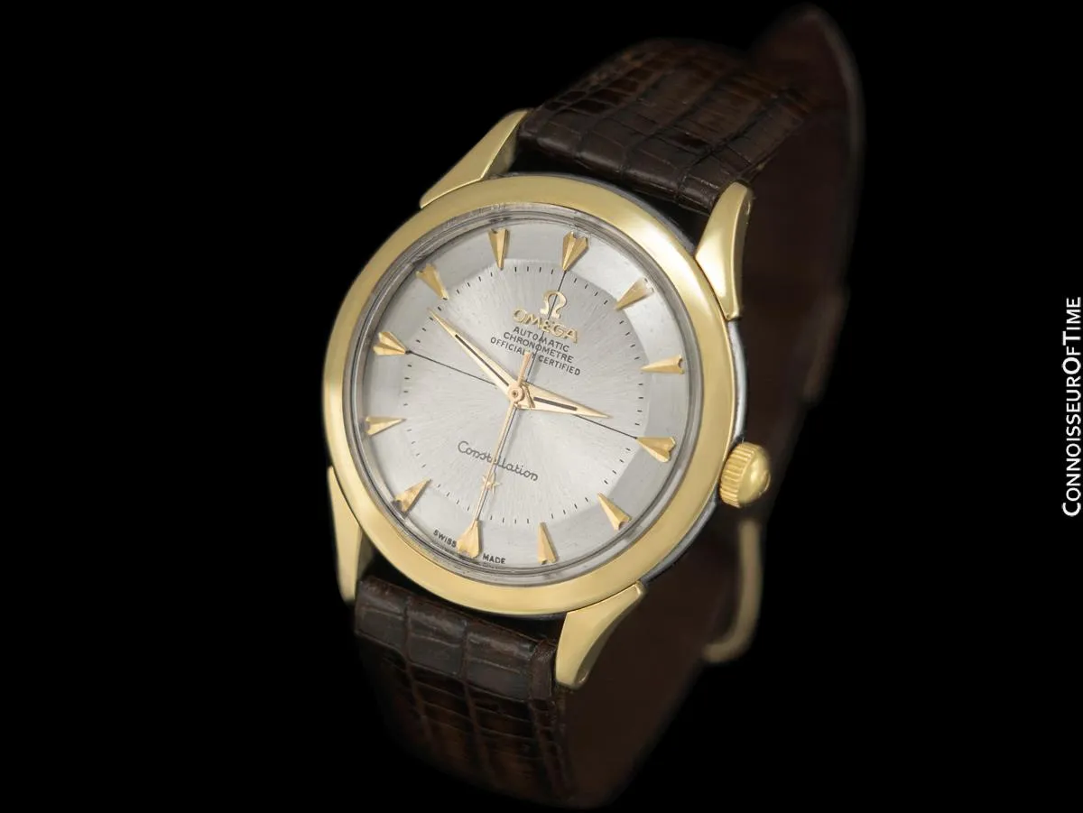 1960's Omega Vintage Mens Pie Pan Dial Constellation with Omega Band & Buckle - Stainless Steel & 14K Gold