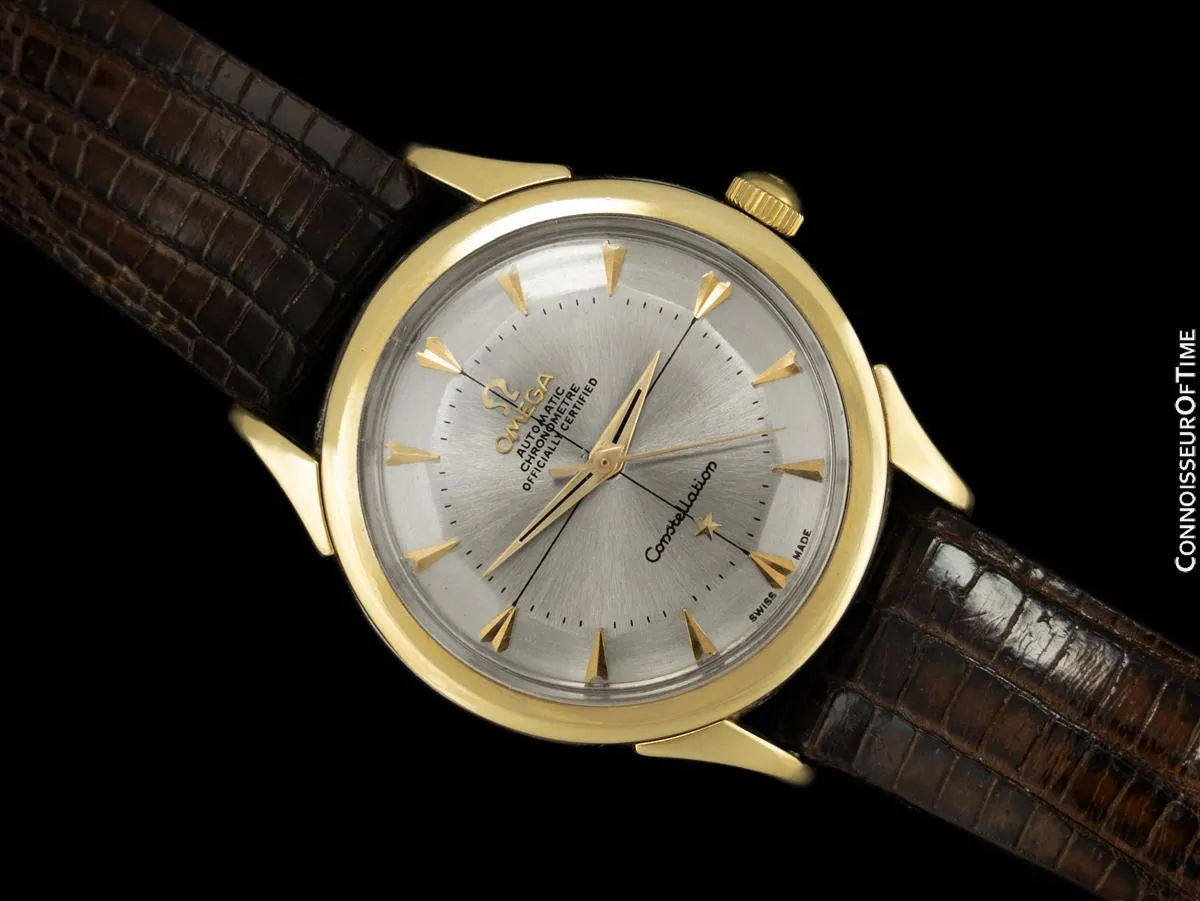 1960's Omega Vintage Mens Pie Pan Dial Constellation with Omega Band & Buckle - Stainless Steel & 14K Gold