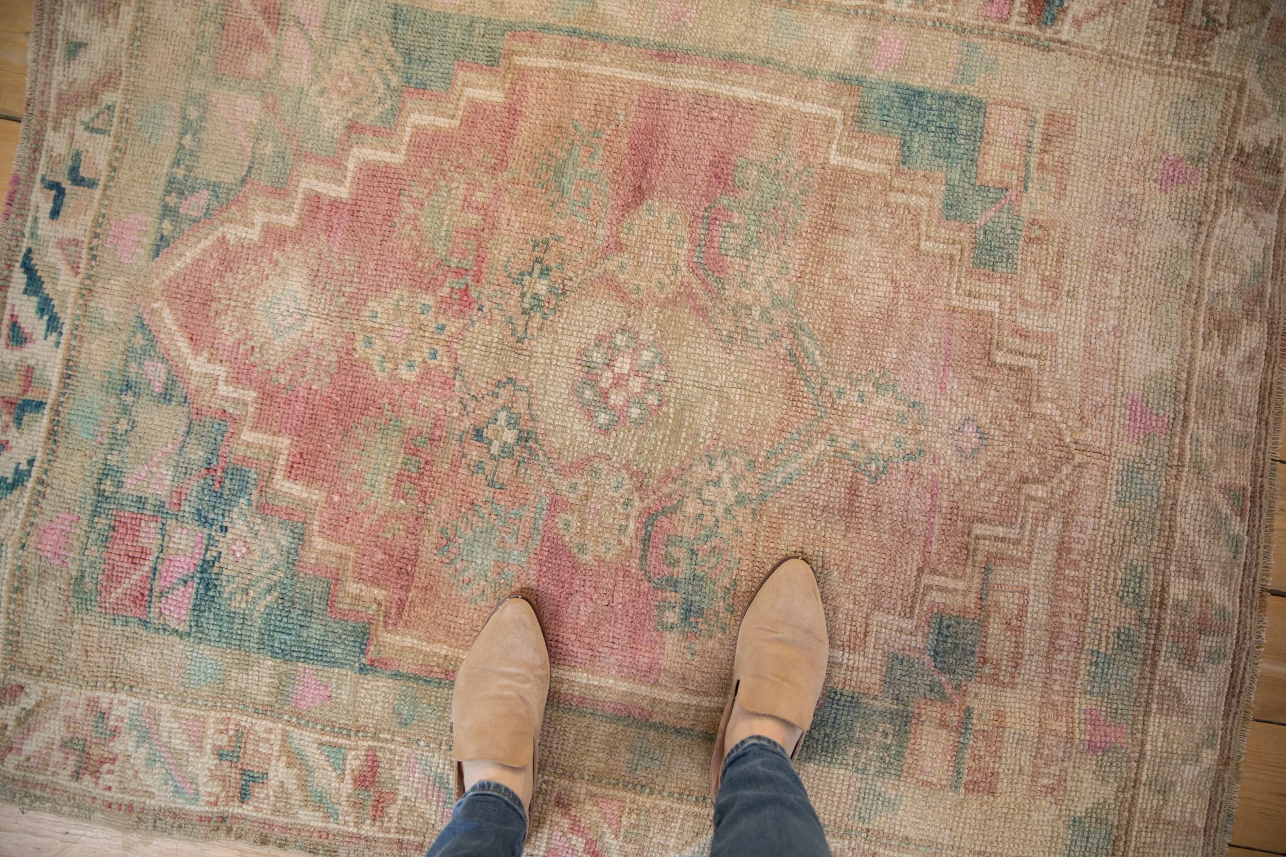 4x4.5 Vintage Distressed Oushak Square Rug