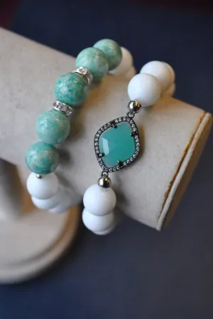 AMAZONITE AND AGATE BRACELET SET