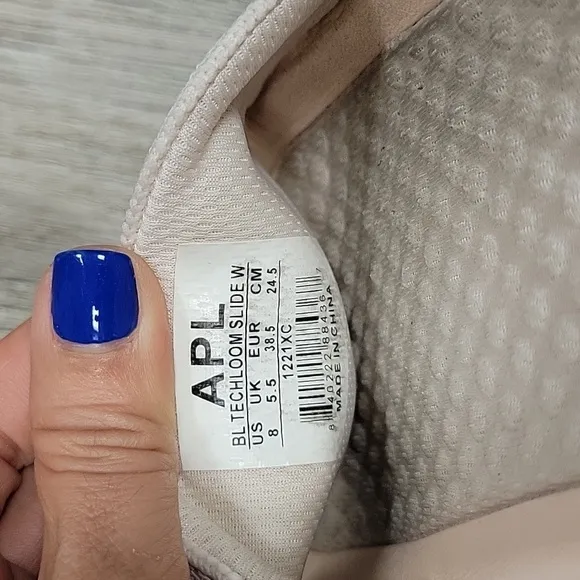 APL Size 8 Light Pink Big Logo TechLoom Knit Sport Slide