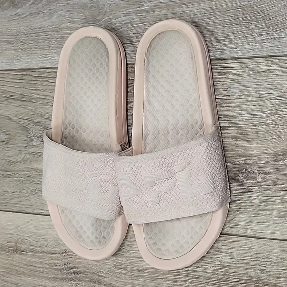 APL Size 8 Light Pink Big Logo TechLoom Knit Sport Slide