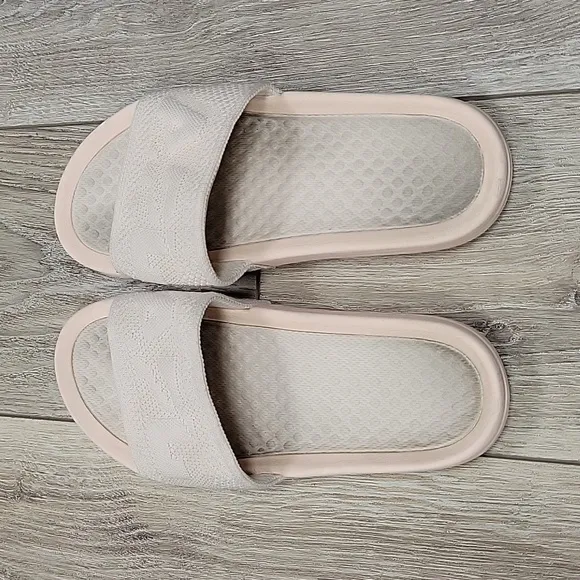 APL Size 8 Light Pink Big Logo TechLoom Knit Sport Slide