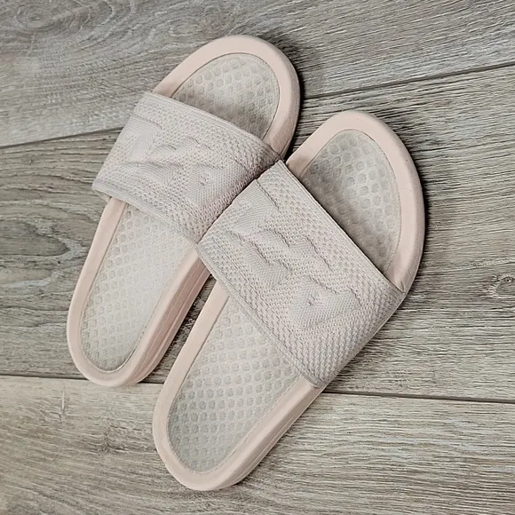 APL Size 8 Light Pink Big Logo TechLoom Knit Sport Slide