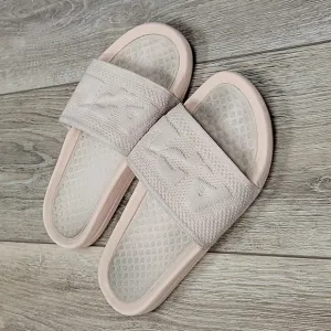 APL Size 8 Light Pink Big Logo TechLoom Knit Sport Slide