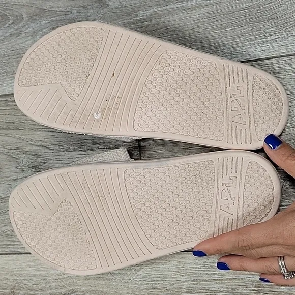 APL Size 8 Light Pink Big Logo TechLoom Knit Sport Slide