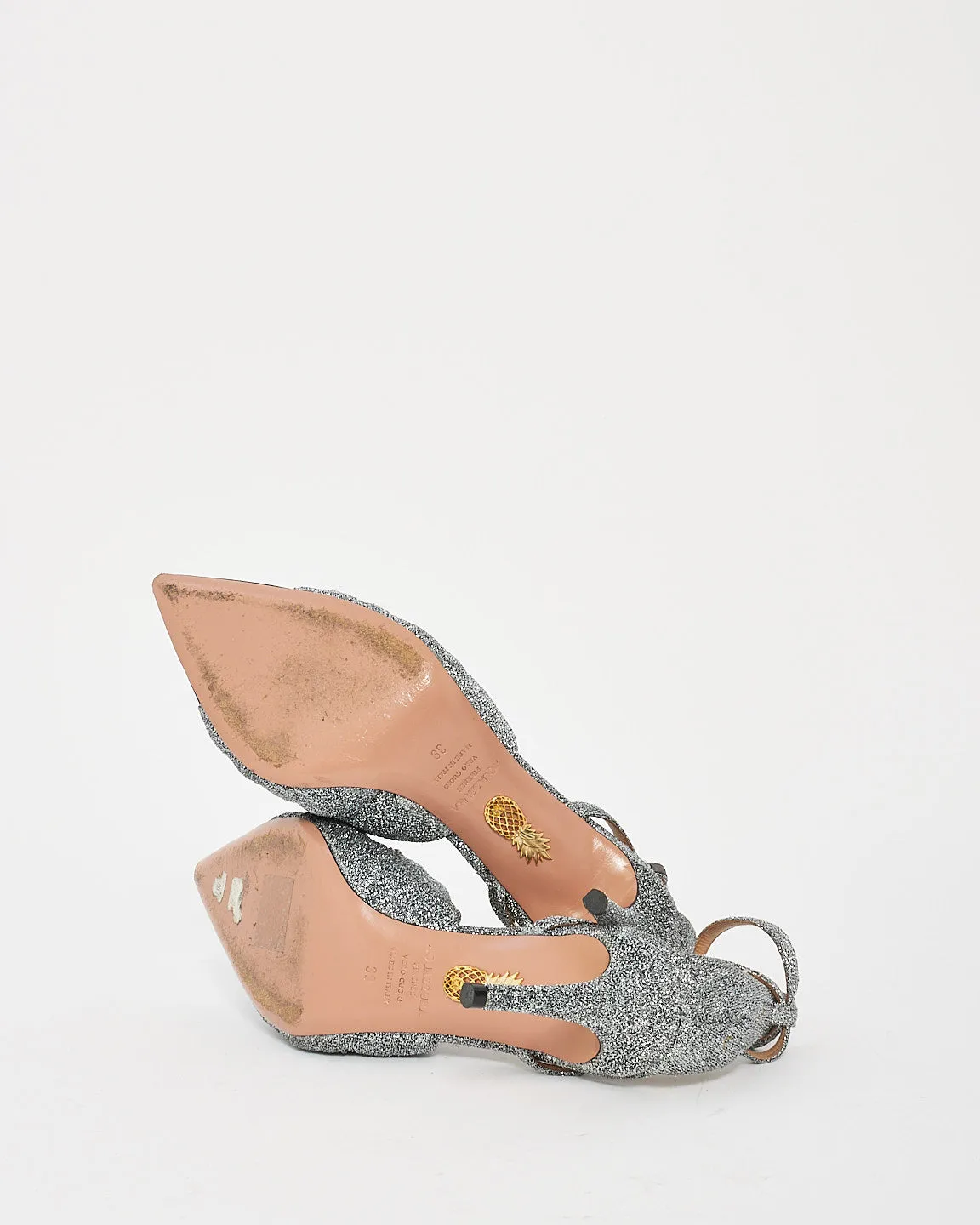 Aquazzura Black And Metallic Silver Mondaine 75mm Leather Pumps - 39