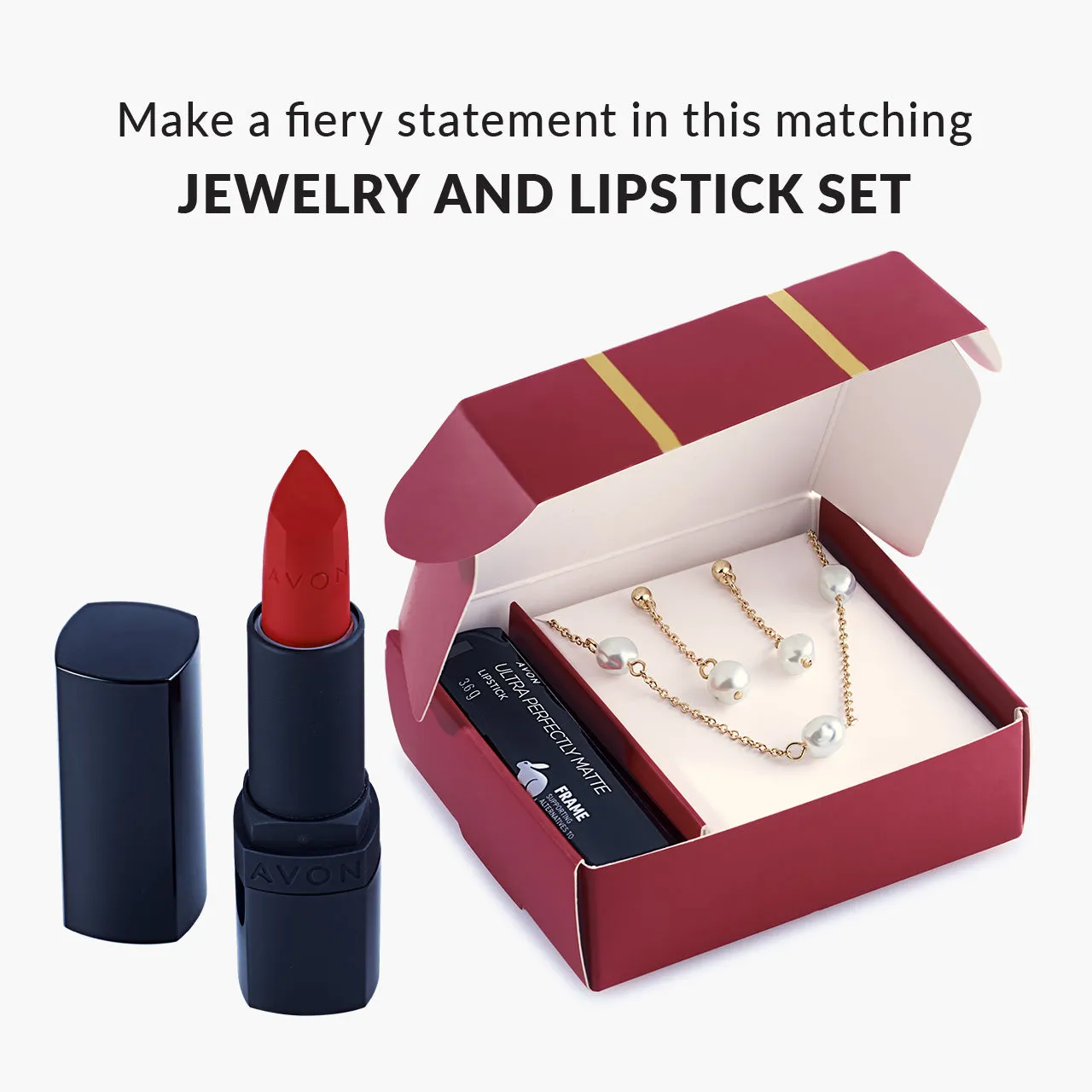 Avon REGINA JEWELRY AND LIPSTICK SET