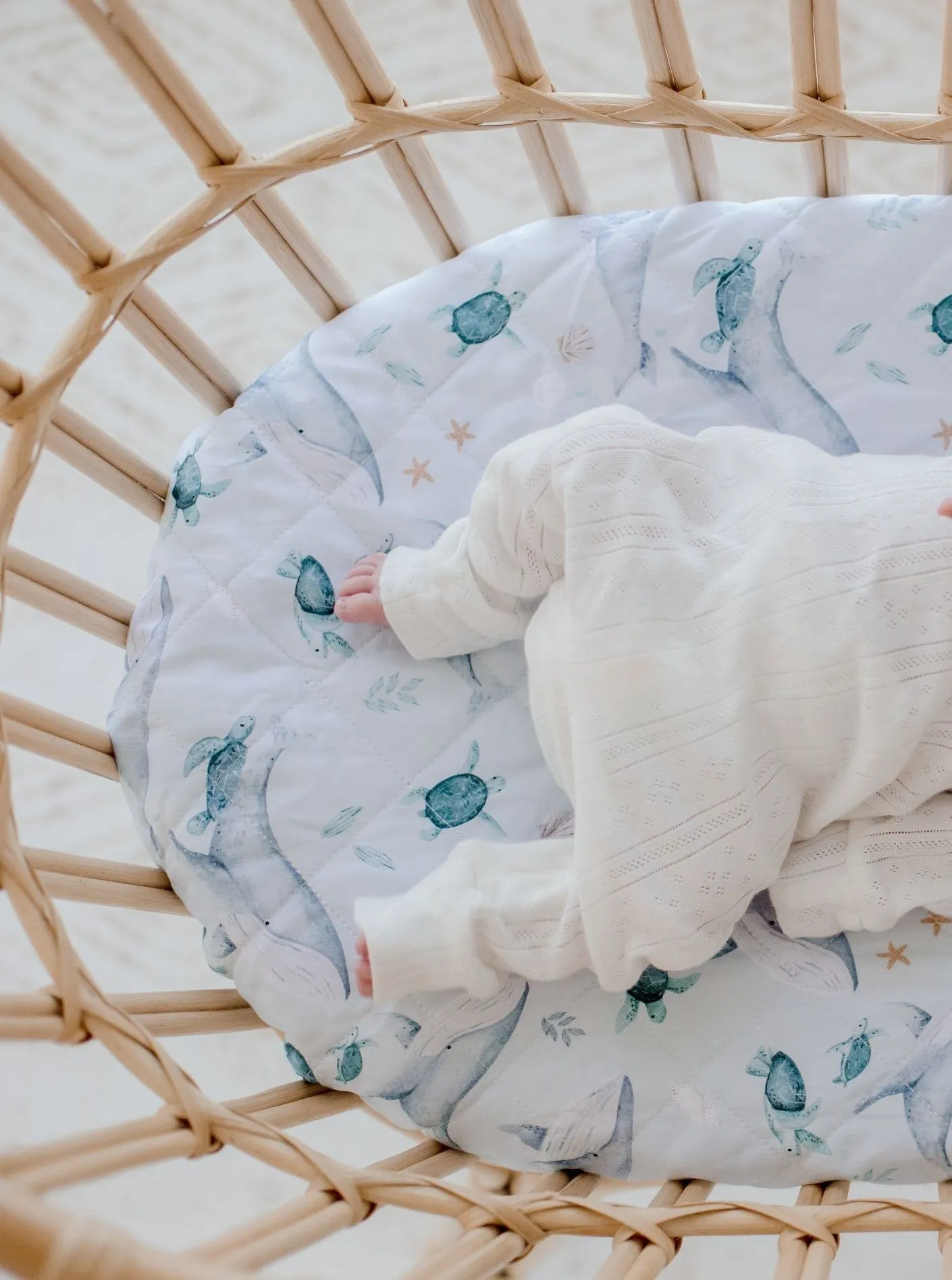 Bambella Waterproof Bassinet Sheet | Turtle Bay