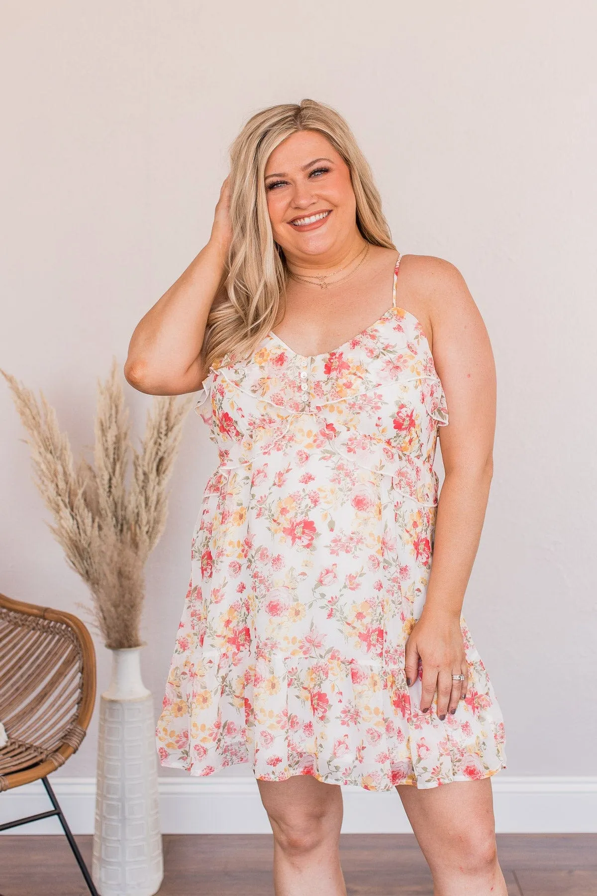 Believe In Tomorrow Floral Dress- Off White