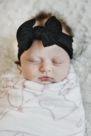Black Nylon Bow Headwrap