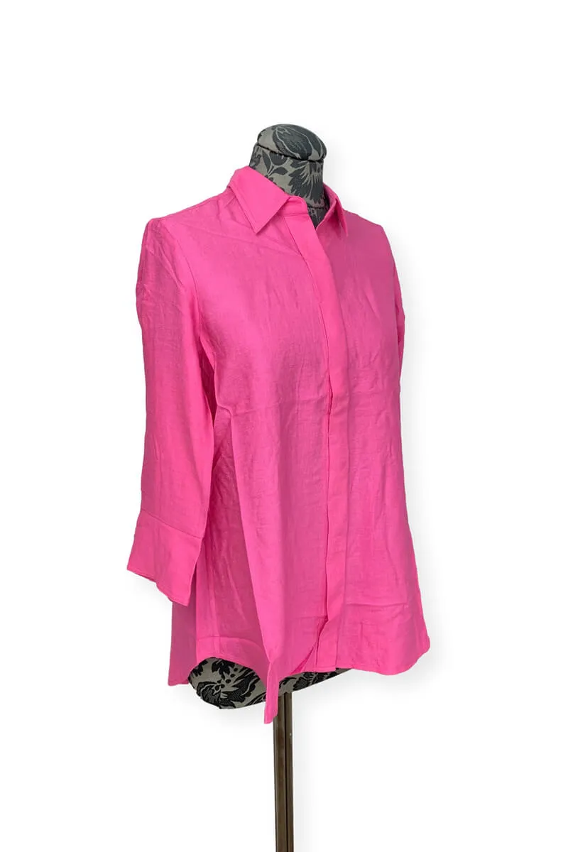 Button Detail Blouse in Hot Pink