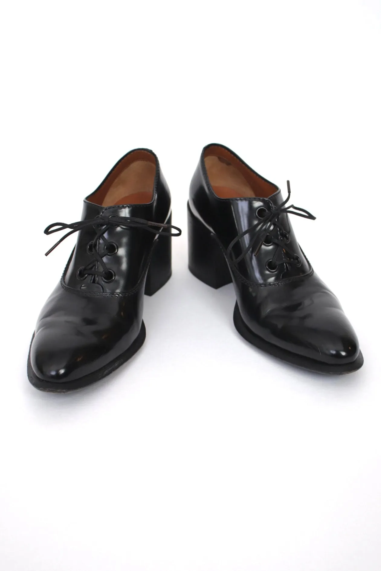 Celine Leather Block Heel Oxfords
