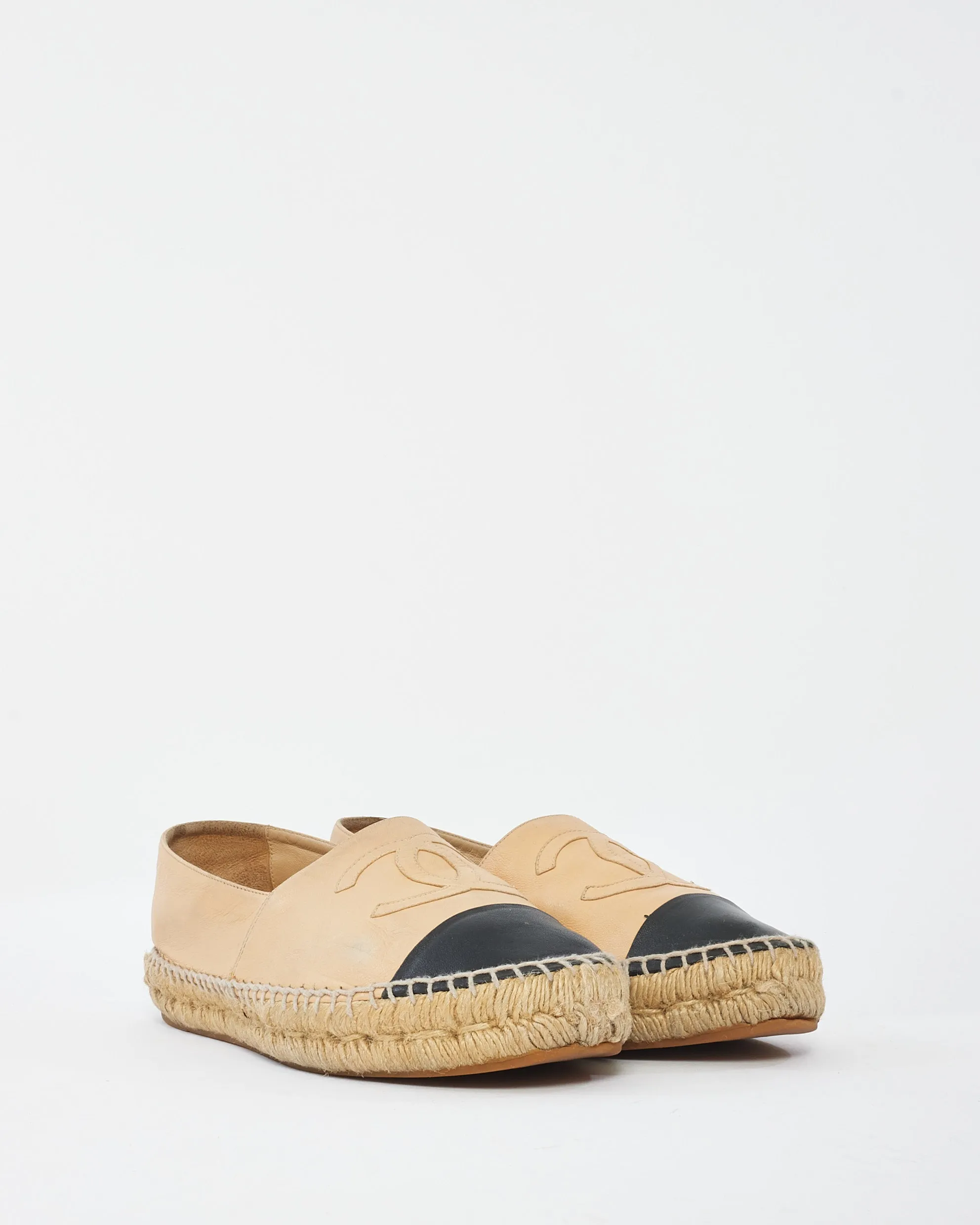 Chanel Beige Leather Espadrille Shoes - 40