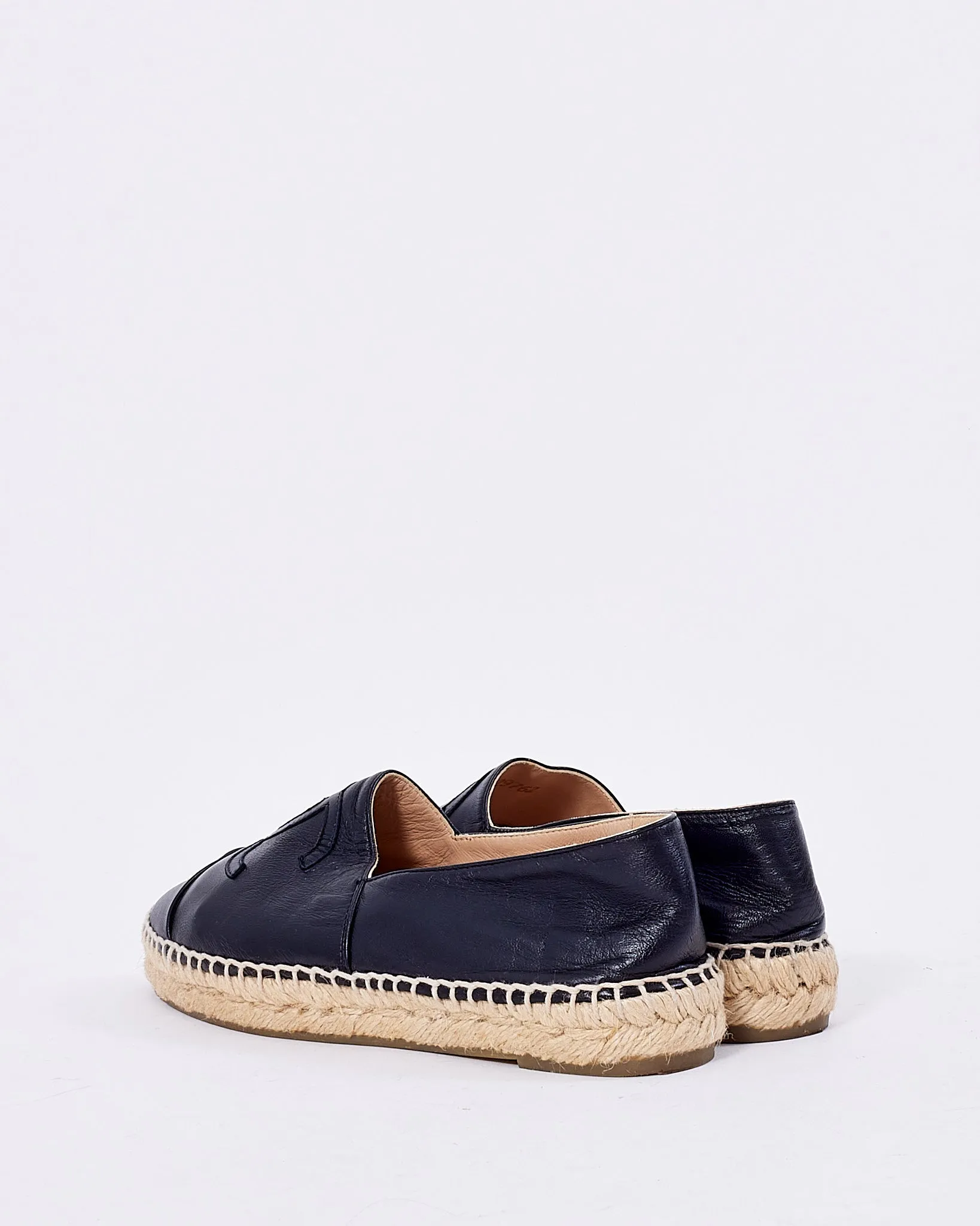 Chanel Black Leather Espadrille Shoes - 36