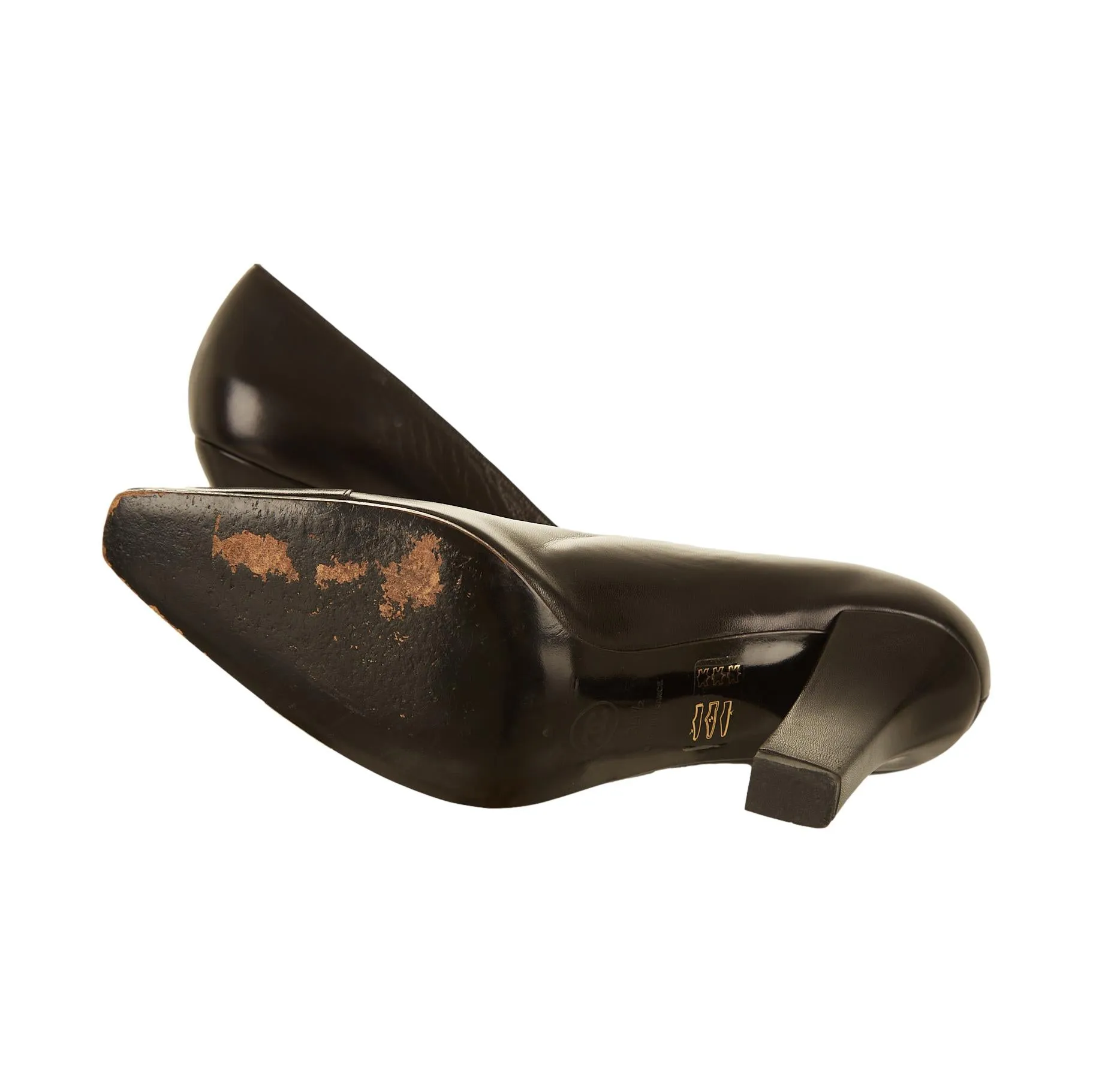 Chanel Black Logo Block Heels