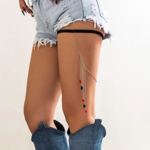 Chic Colorful Crystal Tassel Elastic Thigh Leg Chain