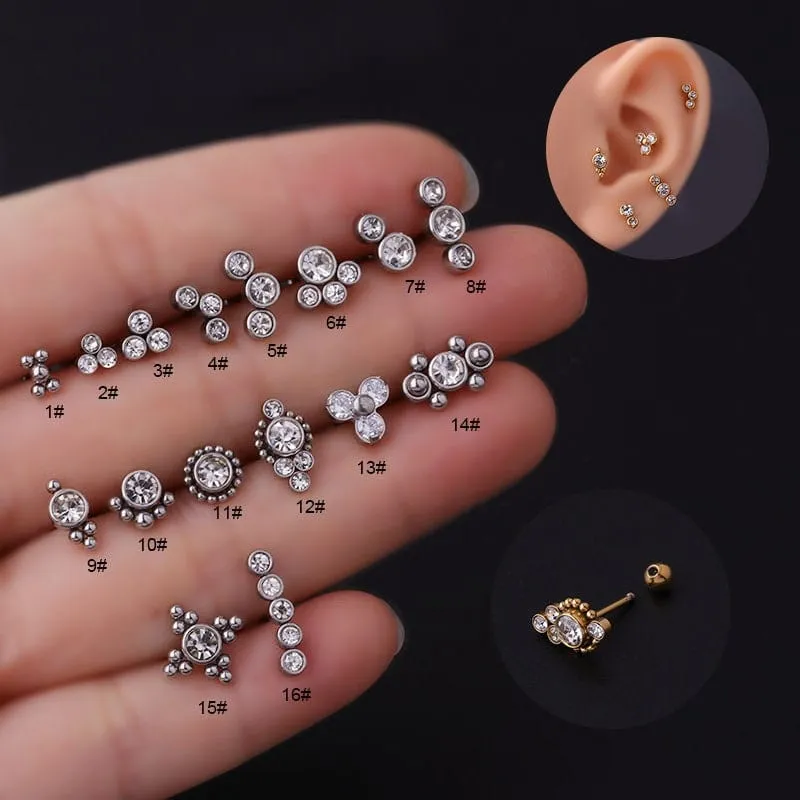 Chic CZ Inlaid Helix Piercing Stud Earring