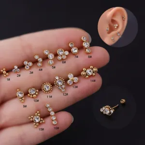 Chic CZ Inlaid Helix Piercing Stud Earring