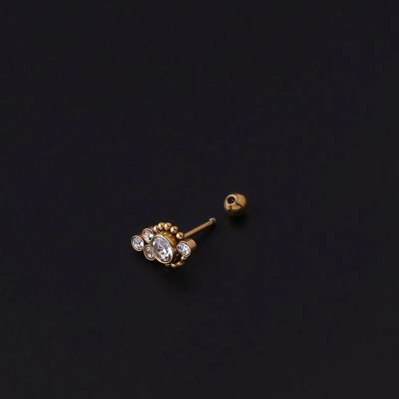 Chic CZ Inlaid Helix Piercing Stud Earring