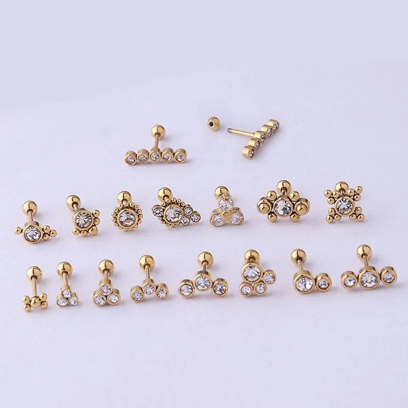 Chic CZ Inlaid Helix Piercing Stud Earring