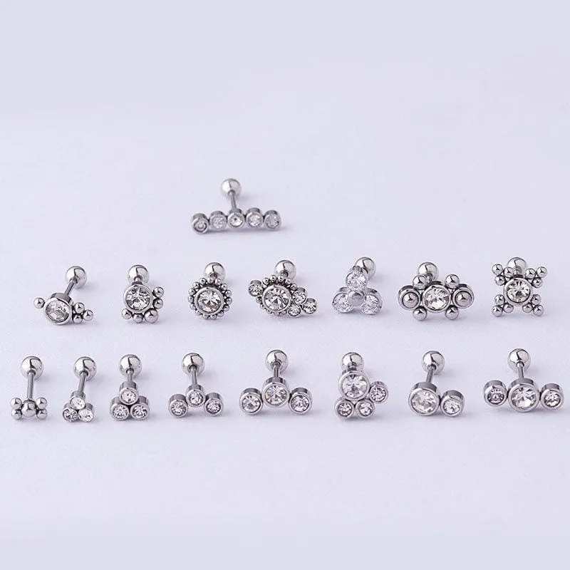 Chic CZ Inlaid Helix Piercing Stud Earring