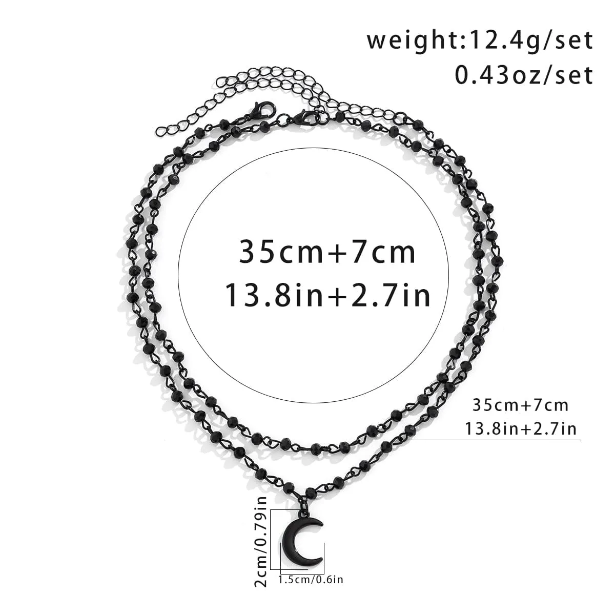 Chic Enamel Moon Pendant Crystal Ball Chain Choker Necklace Set