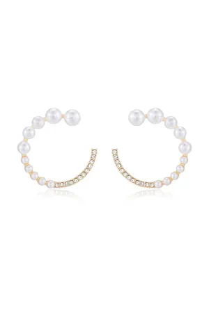 Chic Pearl And Crystal Open Circle Earrings