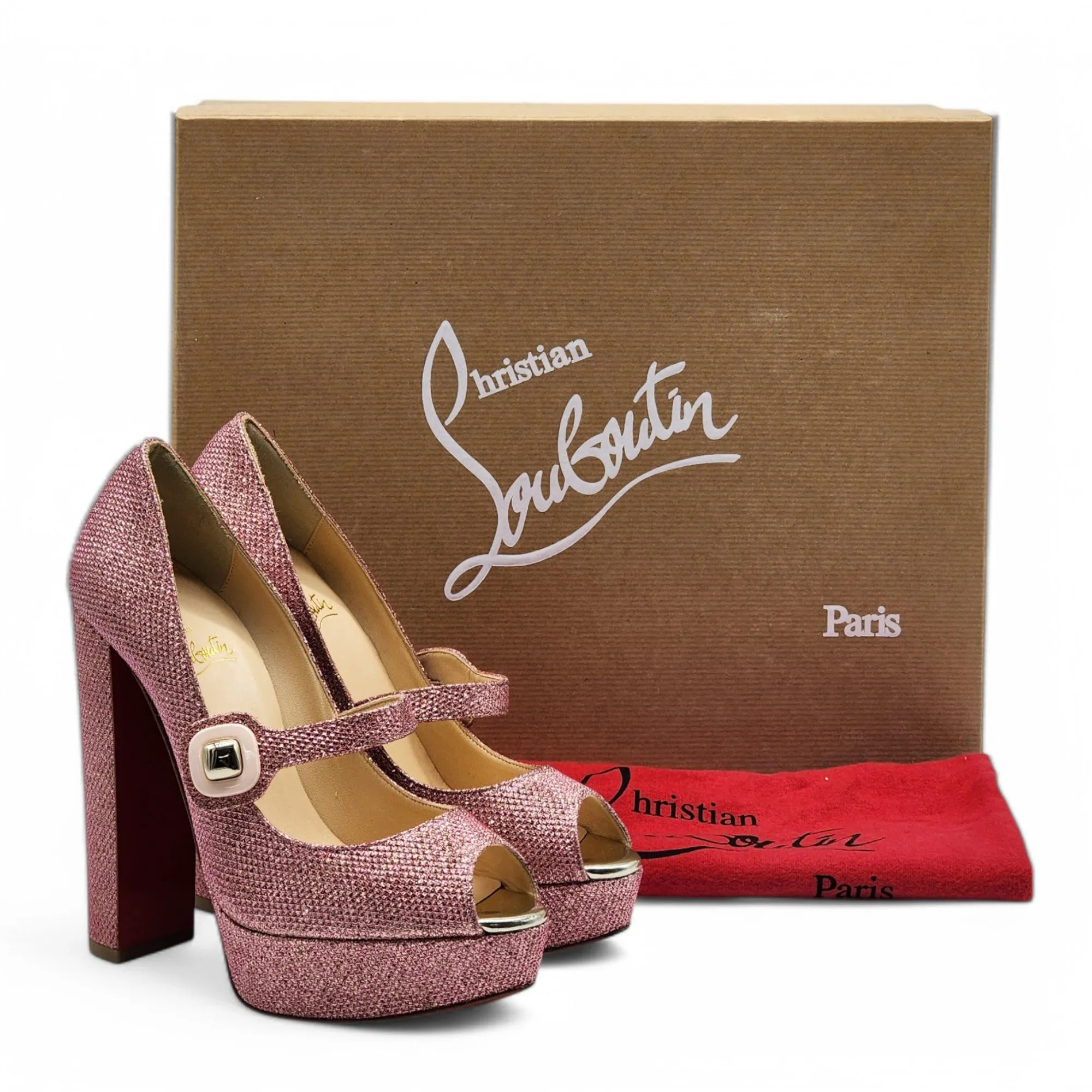 Christian Louboutin Bibibop Platform Peep Toe Pumps 140 - Pink 36