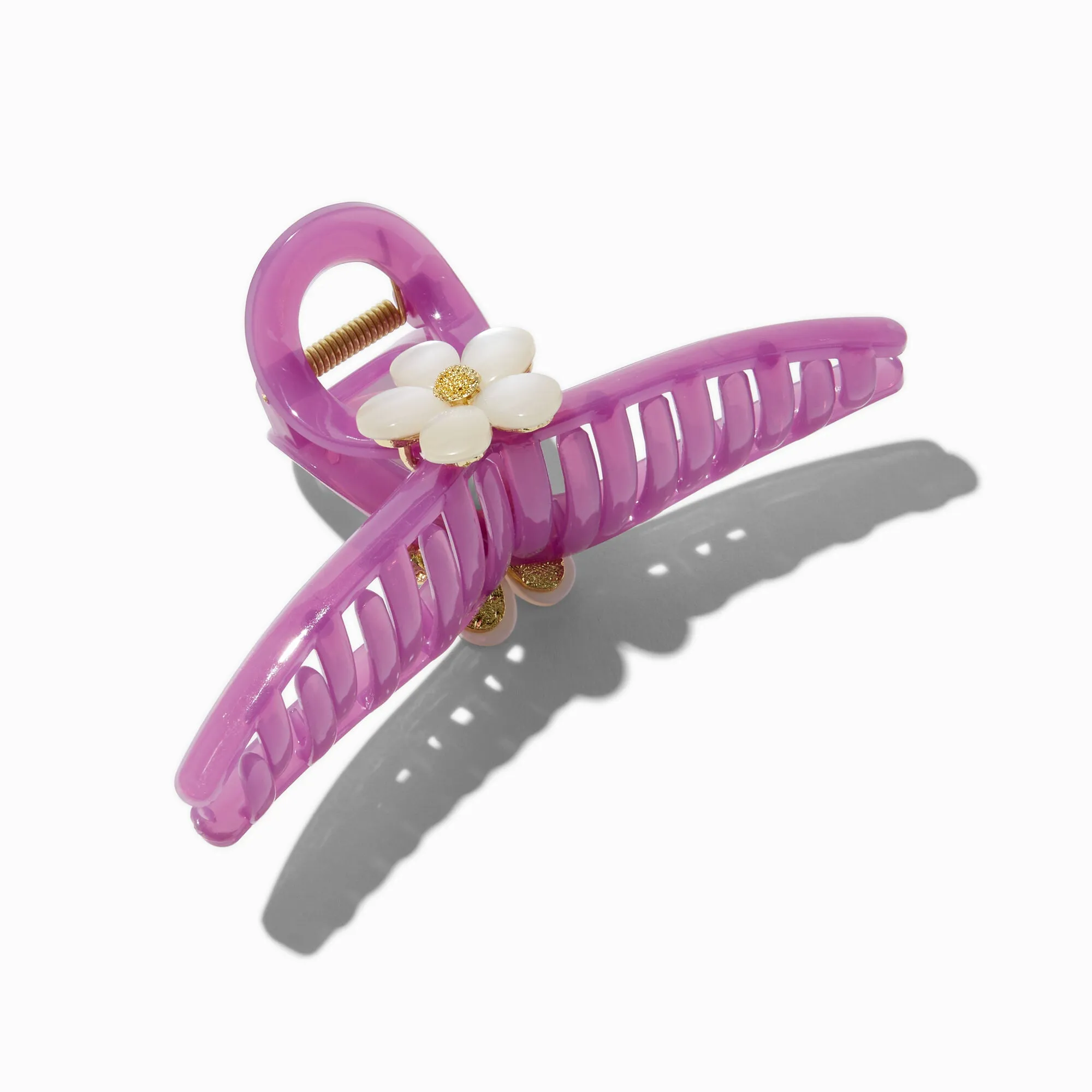 Claire's Flower Orchid Metal Hair Claw | White