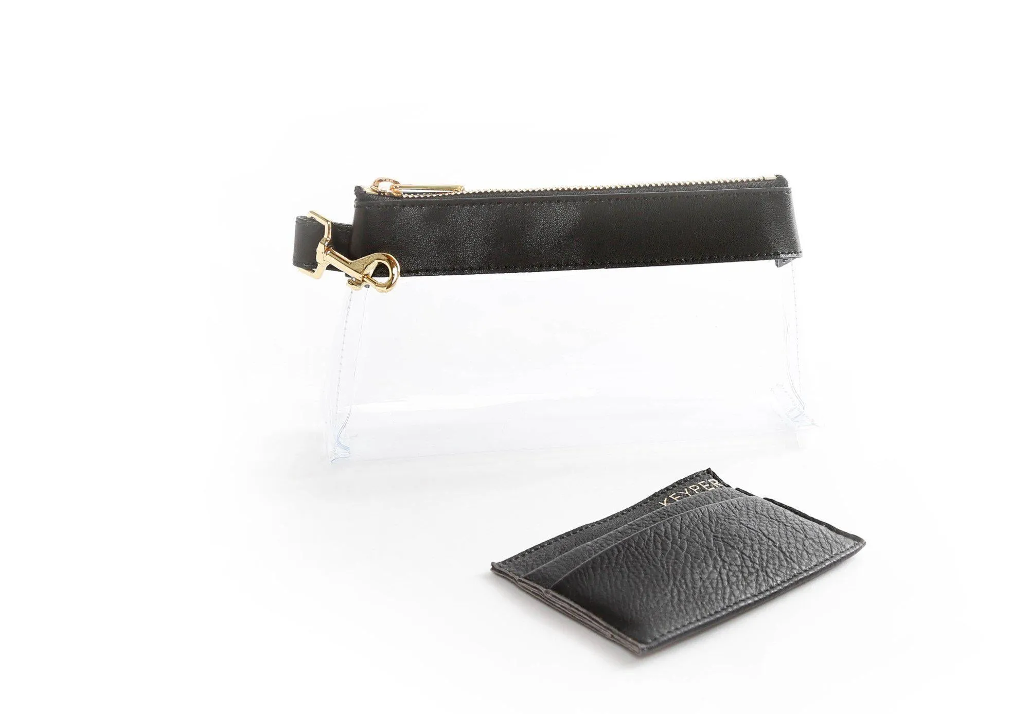 Classic Black CLEAR Bag  -Leather Trim
