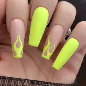 Coffin matte fluorescent yellow flame