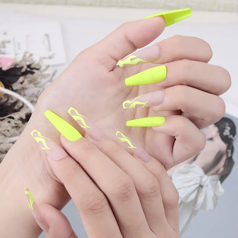 Coffin matte fluorescent yellow flame