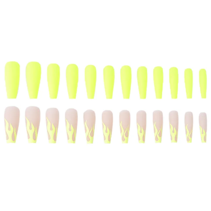 Coffin matte fluorescent yellow flame